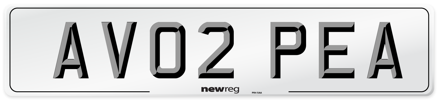 AV02 PEA Number Plate from New Reg